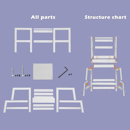 Toddler Tower,Kitchen Step Stool for 18 Months and Older,Solid Wood Toddler Helper Stool(White)