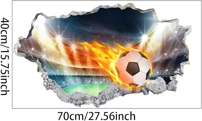 Sports Wall Stickers, Soccer Wall Stickers, 3D Soccer Wall Decal for Living Room, Bedroom, Kids Room, Home Decoration (T0415)