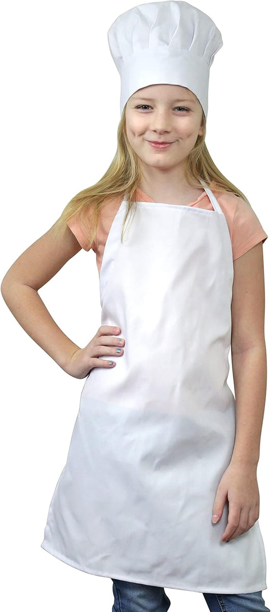 Tessa's Kitchen Club - Chef Hat and Apron Set for Kids, Real Cooking and Baking Wear Kit for Young Chefs in Training