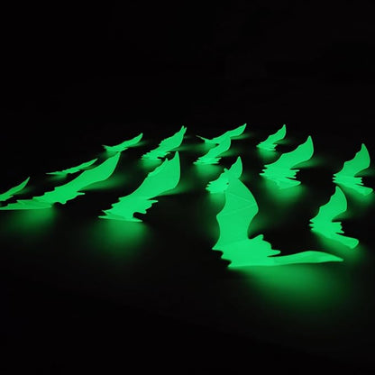 32 Pcs Halloween Decorations 3D Luminous Bats Wall Decor Stickers Glow in The Dark for Home Window Decor Party Decorations Double Sided Party Supplies