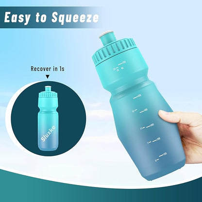 2 Pack Squeeze Water Bottles, 24oz Cycling Water Bottle, 720ml Bike Water Bottles BPA Free for cycling, Running, Hiking etc