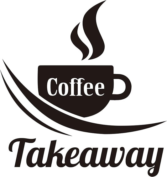 Takeaway Coffee Bar Cafe Room Sticker Home Decoration Living Room Dining Room Art Applique Home Decor Black 23 x 15 in