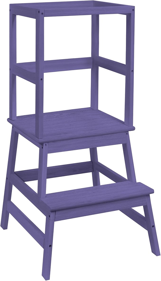 Toddler Tower,Kitchen Step Stool for 18 Months and Older,Solid Wood Kid Kitchen Stool(Blue)