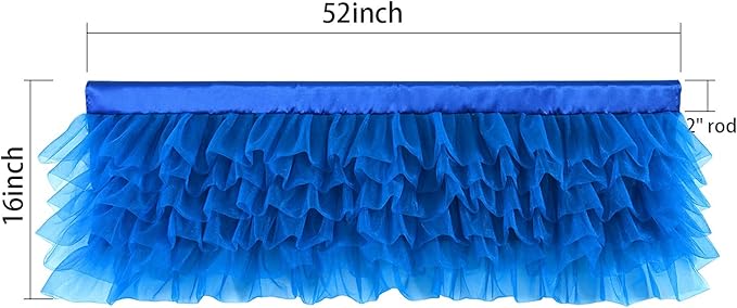 Besutolife Blue Tulle Valances Curtain Ruffle Window Valance for Baby Boy Nursery Room Home Event Designs Window Decorations