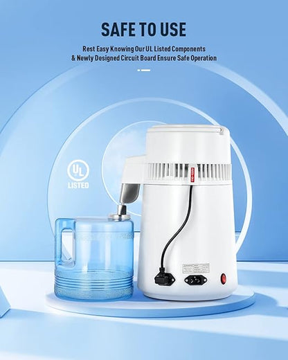 CO-Z 1.1 Gallon Water Distiller, 750W Countertop Home 4L Distilled Clean Water Maker Office Countertop Distiller Water Making Machine, Distill Distilling Water Purifier Distillers