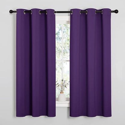 NICETOWN Triple Weave Home Decoration Thermal Insulated Solid Ring Top Blackout Curtains/Drapes for Bedroom(Set of 2, 42 x 63 Inch, Royal Purple)