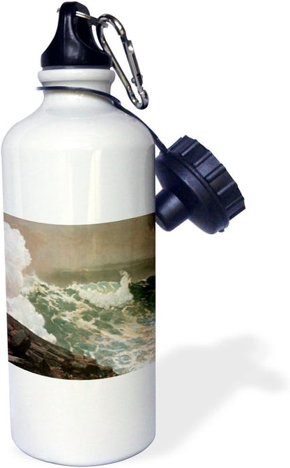 3dRose "Noreaster by Winslow Homer" Sports Water Bottle, 21 oz, White