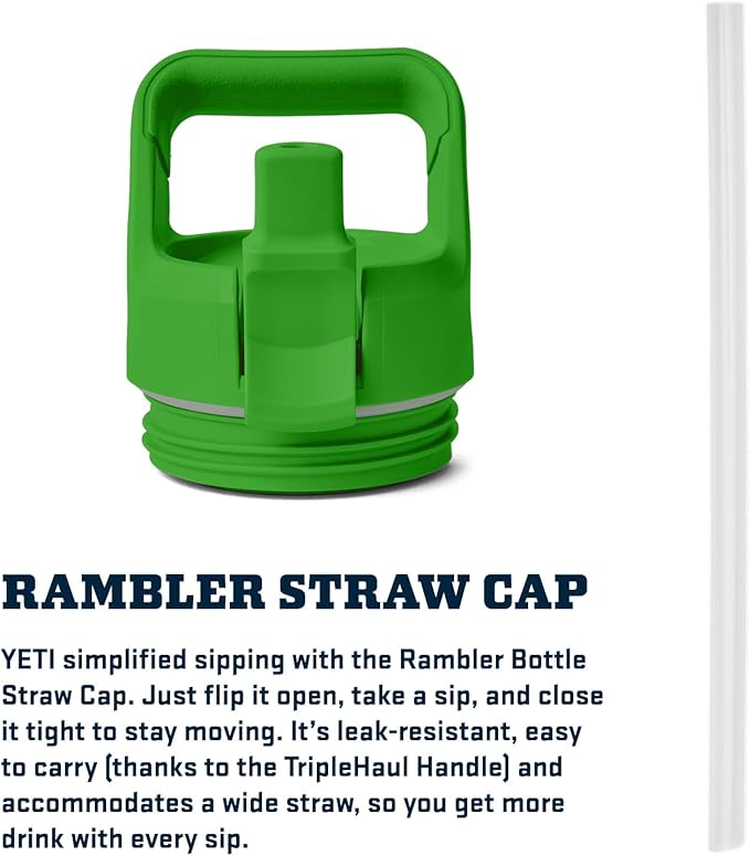 YETI Rambler 26 oz Bottle, Vacuum Insulated, Stainless Steel with Color Matching Straw Cap, Canopy Green