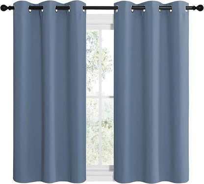 NICETOWN Home Fashion Thermal Insulated Solid Grommet Blackout Window Treatment Curtain Panels for Loft, Cafe (Stone Blue, 1 Pair, 42 inches Wide by 50 inches Long)