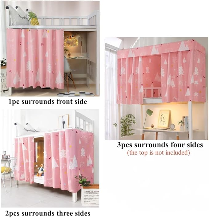 SIQITECHNO 2 Pieces Upper/Bottom Bunk Bed Curtains Dorm Home Blackout Privacy Bed Cloth Curtain Shading Breathable Dustproof Bed Canopy with Rope and Buckles for Kids Teen Loft Bed Single Sleeper