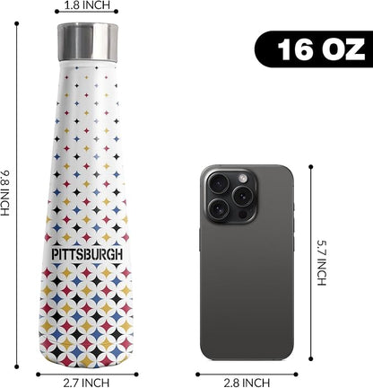 16oz Pittsburgh New Cola Bottle Insulated Water Bottle Stainless Steel Thermos Cup, Reusable Water Bottles Leak Proof Metal Sports Water Bottle