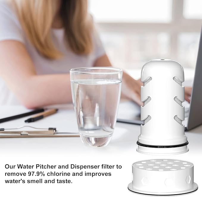 Water Pitcher Filter Replacement Compatible with LifeSt Home Dispenser 18c/Glass Pitcher 7c/Plastic Pitcher 10c/Plastic Pitcher 7c, 2 Membrane Micro Filter and 2 Activated Carbon