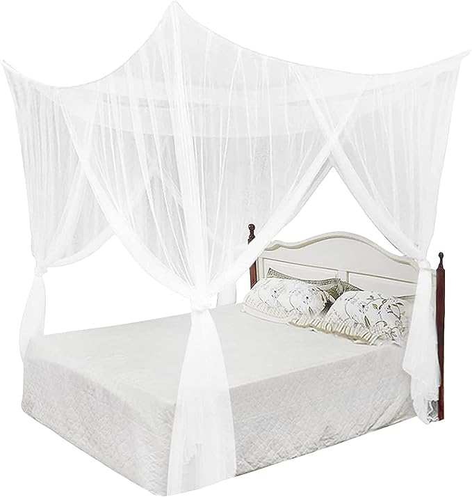 Minimalist Four Corner Mosquito Net Post Bed Curtain Canopy Hanging Kit Romantic Home Bedroom Decoration Princess Curtains for Tent Kids Rooms Baby Bassinet Outdoor Court Landing Garden Camping