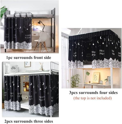 SIQITECHNO 2 Pieces Upper/Bottom Bunk Bed Curtains Dorm Home Blackout Privacy Bed Cloth Curtain Shading Breathable Dustproof Bed Canopy with Rope and Buckles for Kids Teen Loft Bed Single Sleeper