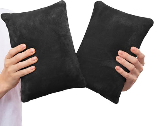 2 Pack Small Pillow, Memory Foam Mini Pillow 11 X 7 Inches for Travel, Sleeping, Nap and Neck, Knee, Lumbar Support, Tiny Pillow Cushion for Pet, Dogs (Black)