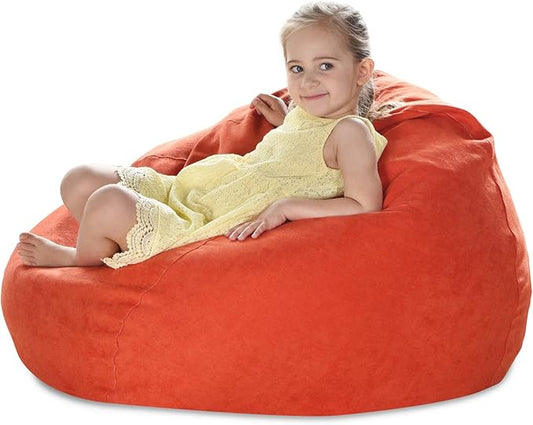 YuppieLife Kids Storage Bean Bag Cover（No Filling） Toy Organizer|Carrying Handle Sofa|Available for Kids and Teenager|Cuddle Chair|Machine Washable and Durable（27'',OrangeRed）