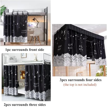 SIQITECHNO 3 Pieces Upper/Bottom Bunk Bed Curtains Dorm Home Blackout Privacy Bed Cloth Curtain Shading Breathable Dustproof Bed Canopy with Rope and Buckles for Kids Teen Loft Bed Single Sleeper