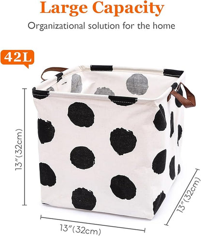 Square Storage Basket, Fabric Bins Laundry for Home Kitchen, Storage Organizer with Handles Waterproof for Nursery Dorm Shelf