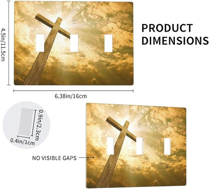 Christ Jesus Cross Sky Decorative Light Switch Cover Wall Plate 3 Toggle Triple Three Gang for Kitchen Living Room Bedroom Bathroom Home Novelty Decorate