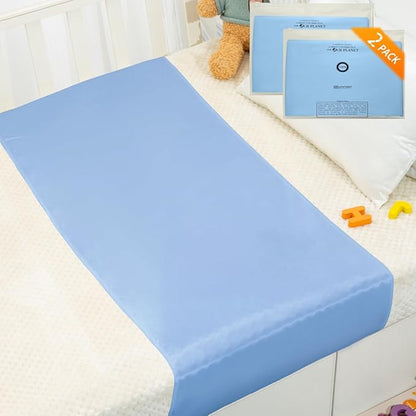 2 Pack 100% Mulberry Silk Crib Sleeve for Baby Hair Loss Prevention, Premium 23 Momme Natural Silk Bassinet Slip for Bassinets/Cradles/Cots/Cribs (Light Blue)