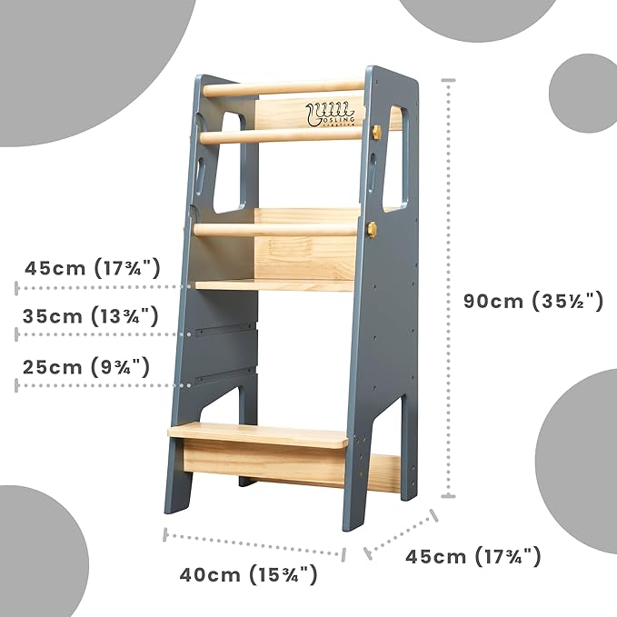 Toddler Standing Tower | Safe Montessori Step Stool for Toddlers, Perfect Tower for Learning New Skills | Ideal Helper for Little Kids in The Kitchen | Gray