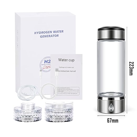 3 in 1 Hydrogen Water Bottle, Hydrogen Water Bottle Generator with SPE PEM Technology Water Ionizer, Portable Hydro Water Bottle Improve Water in 3 Min for Home, Office, Travel Daily, Drinking(Silver)