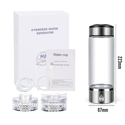 3 in 1 Hydrogen Water Bottle, Hydrogen Water Bottle Generator with SPE PEM Technology Water Ionizer, Portable Hydro Water Bottle Improve Water in 3 Min for Home, Office, Travel Daily, Drinking(Silver)