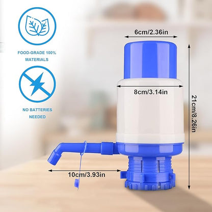 Manual Water Dispenser Blue Water Bottles Pump Fountain Pressure Press Pump with an Extra Short Tube and Cap Fits Most 5 Gallon Water Dispenser for Home Office