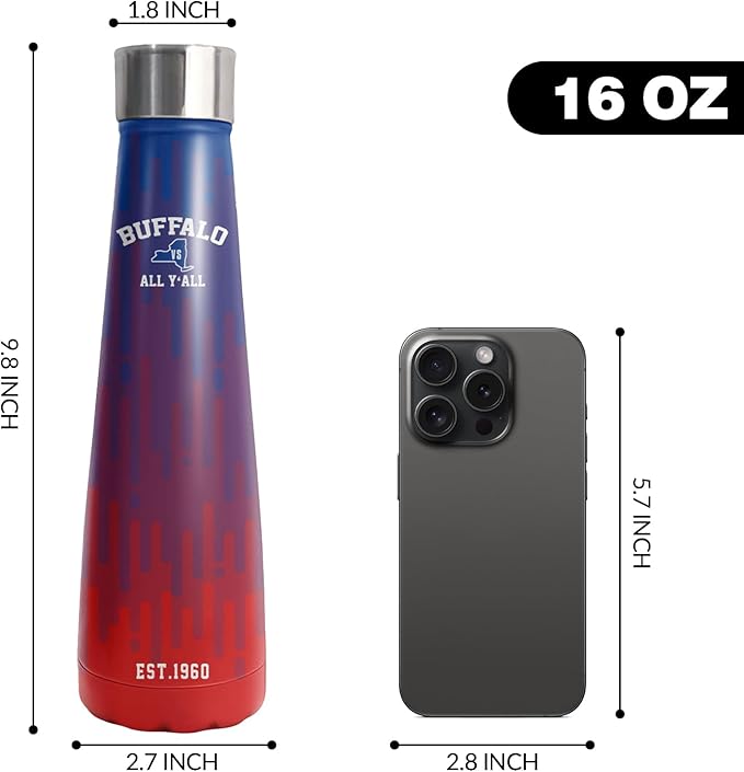 16oz Buffalo Stainless Steel Insulated Water Bottles New Cola Shape Bottle, Reusable Water Bottle Leak Proof Metal Sports Water Bottle Thermos Cup