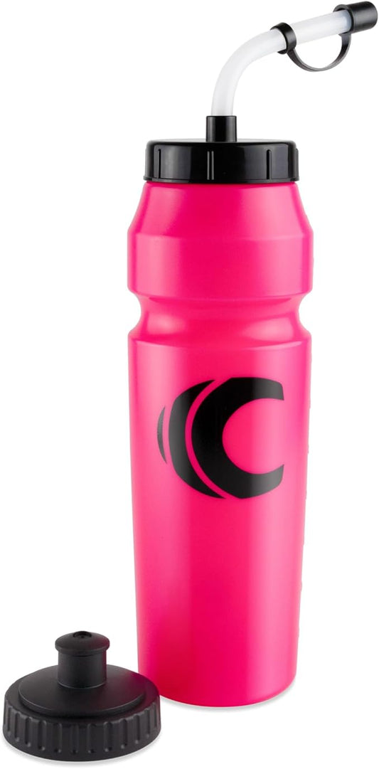 1 Liter Sports Water Bottle with Straw & Squeeze Lid, BPA Free, Leakproof, Great for Sports Requiring Helmets like Hockey Lacrosse Football Boxing (Pink)