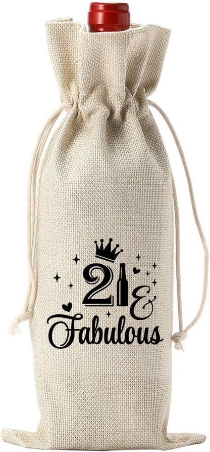 YUANHAO 21st Birthday Wine Bag, Funny 21st Birthday Gifts for Her, 21st Birthday Gifts for Him, 21 And Fabulous Wine Bag