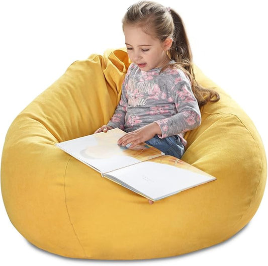 YuppieLifeKids Storage Bean Bag Cover（No Filling）Candy-Colored/Toy Organizer|Carrying Handle Sofa|Available for Kids and Teenager|Cuddle Chair|Machine Washable and Durable（27'',Ginger）