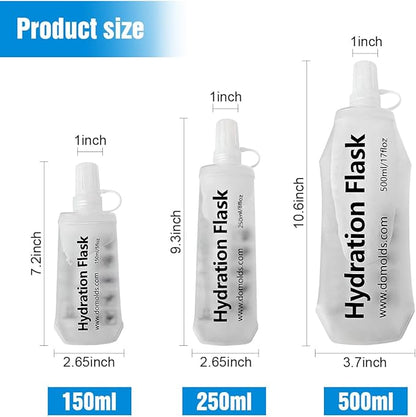 150ML Soft Flask, Running Water Bottle Foldable TPU Hydration Flask for Running Hydration Pack Cycling Hiking Marathon, Clear