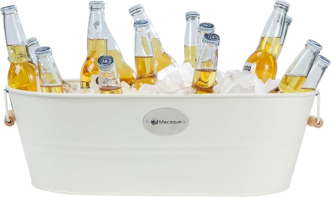 20/37 Quart Large Ice Bucket, Party Ice Bucket, Cocktail Bar Ice Bucket, Beverage Ice Bucket, Home And Kitchen Beer Ice Bucket (White-1)