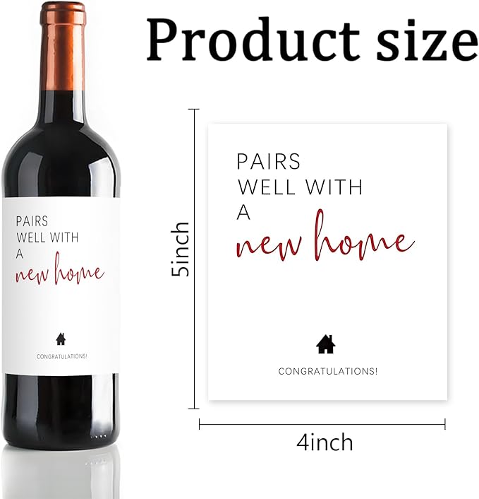 24 Pcs Funny House Warming Gifts New Home Wine Label Pairs Well with a New Home Wine Bottle Labels Housewarming Wine Bottle Stickers Realtor Gift to Clients New Home Owner Buyer