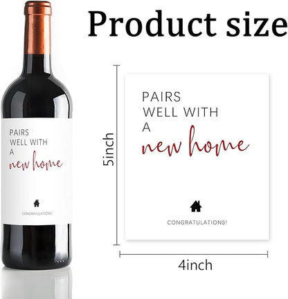 24 Pcs Funny House Warming Gifts New Home Wine Label Pairs Well with a New Home Wine Bottle Labels Housewarming Wine Bottle Stickers Realtor Gift to Clients New Home Owner Buyer