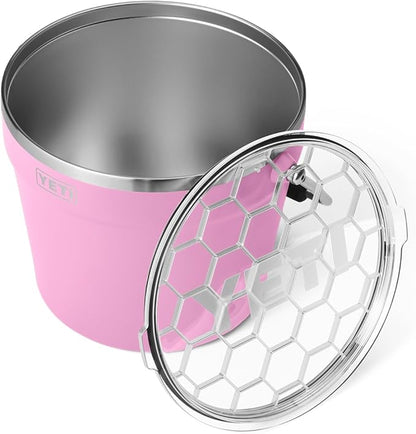 YETI Rambler Beverage Bucket, Double-Wall Vacuum Insulated Ice Bucket with Lid, Power Pink