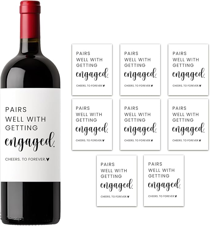 (8 Pcs) Engagement Gifts for Couples Her, Engagement Wine Labels, Engagement Party Decorations Gifts for Engaged Couple Wine Bottle Stickers, Pairs Well with Getting Engaged Wine Labels