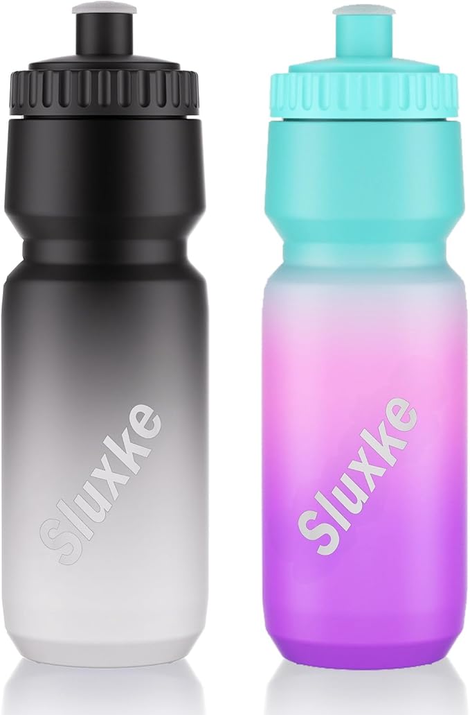 2 Pack Squeeze Water Bottles, 24oz Cycling Water Bottle, 720ml Bike Water Bottles BPA Free for cycling, Running, Hiking etc