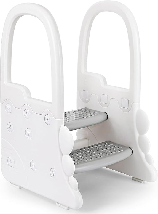 2024 New Step Stool for Kids, Plastic Toddler Nursery 2 Step Stools for Bathroom Sink, Toilet Potty Training, Toddler Stepping Stool Kitchen Helper with Handrails