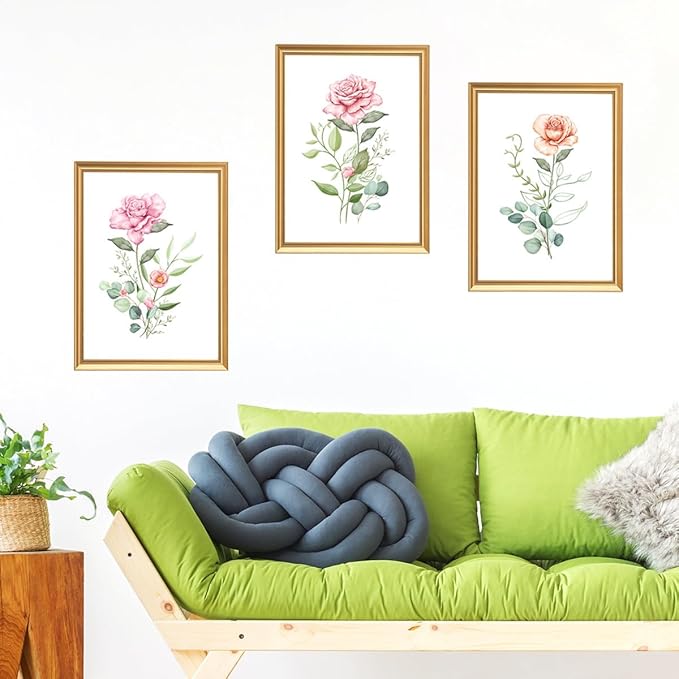 3D Floral Wall Decals for Living Room Office,Vinyl Flowers Wall Stickers, Removable Wall Murals Peel and Stick Flower Wall Art Decor Wallpaper Bedroom Kitchen