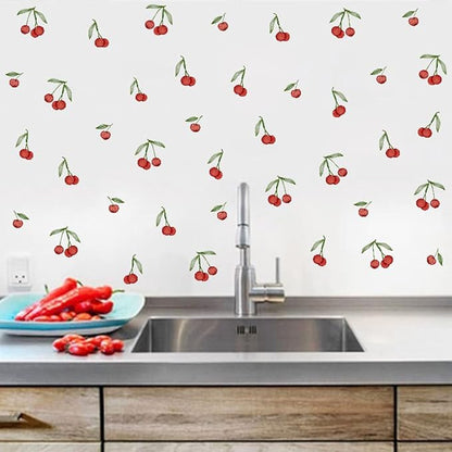 Bamsod Fruit Wall Decals Removable Boho Wall Stickers Peel Stick Cherry Wall Decals Fresh Fruit Wall Stickers for Baby Nursery Kids Bedroom Living Room Home Kitchen (Cherry)