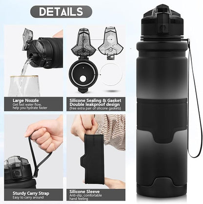 ZORRI 14/17/ 24/32 OZ Water Bottles, BPA Free Tritan Lightweight Leak Proof Sport Bottle with Brush, Lock Feature, Track Marker, and Flip Lid for Kids School, Fitness, Office, Sports & Outdoors