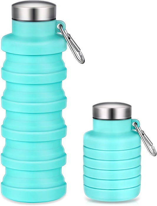 17oz Collapsible Water Bottles for Travel 500ml Reusable Foldable Silicone Water Bottle with Portable Buckle Silicone for Camping Hiking Sport