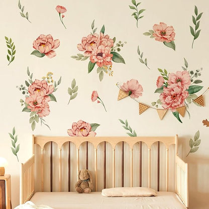 Elegant Flower Wall Decals - 2 Sheets, 30cm x 90cm Each, Perfect for Home Decor