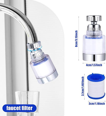 2pcs Sink Faucet Water Filter, 360° Rotating Tap Filter Bathroom Faucet Water Purifier Faucet Mounted Sink Filter Removes Chlorine Fluoride Hard Water Heavy Metals for Home Kitchen