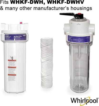 Whirlpool Whole Home String Wound Water Filters WHKF-WHSW, Full Case of 12 Packs, NSF Certified 5-Micron Filtration Reduces Sediment, Sand, Sil, Silt, and Rust