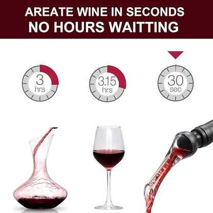 Wine Aerator Pourer for Red Wine with Vacuum Pump Stopper, Wine Decanter with Aerator Enhance Flavor and Preserve Freshness, Home Bar Accessories Wine Gift for Wine Enthusiasts