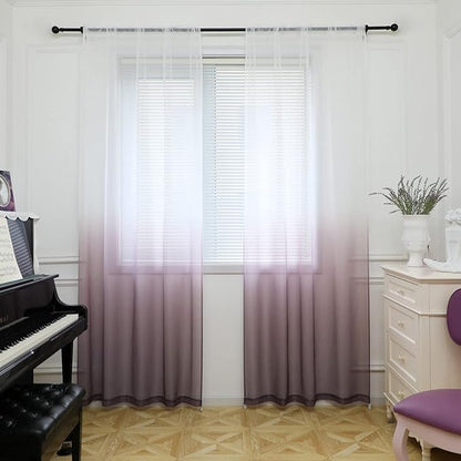 Windows Gradient Sheer Curtains 84 Inches Length 2 Panels Voile Light Filtering Sheer Curtains Panel Basic Rod Pocket for Bedroom Living Room Children Room Kitchen Yard