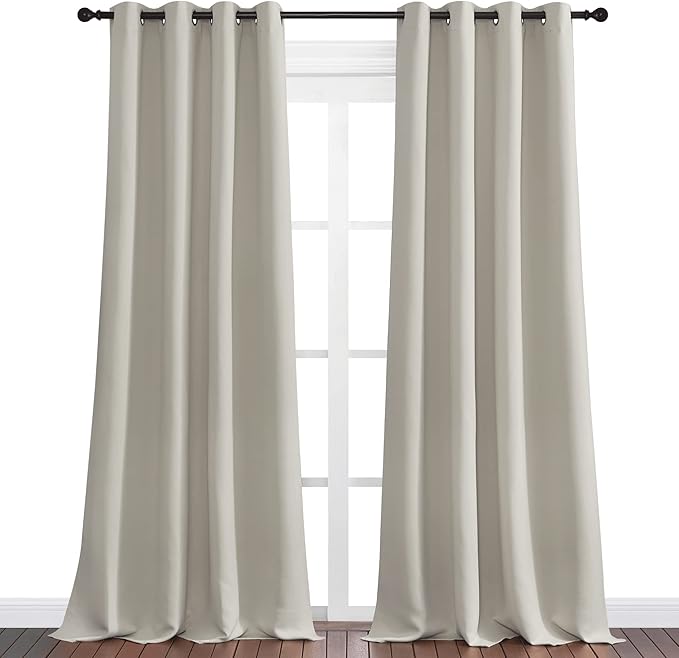 NICETOWN Natural Room Darkening Curtains 108" Long for Boho Farmhouse Home Decoration, 55" Wide, Set of 2, Window Treatment Total Privacy Drape Panels for Bedroom Living Room Guest Room